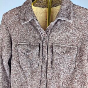 Quiksilver Womens Small Sherpa Lined Fleece Shirt Jacket Heather Brown PG08055
